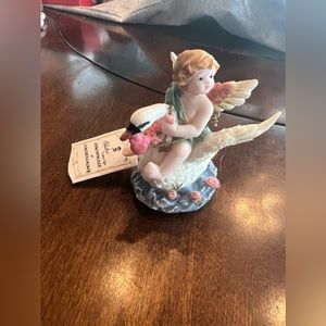 Alabaster Art Sculptures Angel On A Swan